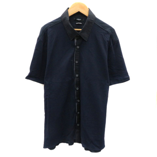モルガンオム(MORGAN HOMME)のモルガンオム カジュアルシャツ 半袖 無地 大きいサイズ XL 紺 ネイビー(シャツ)
