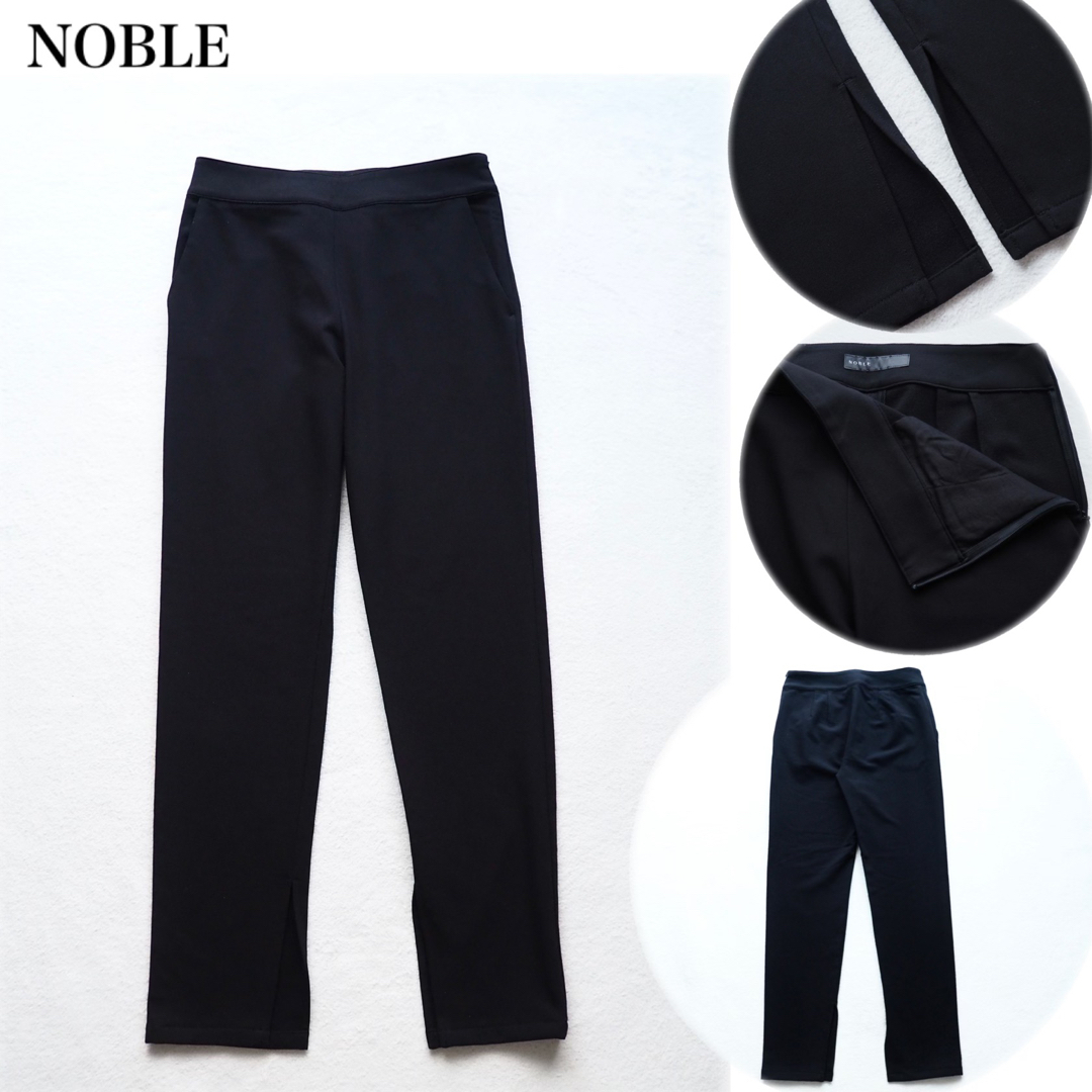 Noble(ノーブル)のNOBLE サイドベンツ スリムパンツ 裾スリット ストレッチ 黒 34 レディースのパンツ(カジュアルパンツ)の商品写真