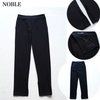 ノーブル(Noble)のNOBLE サイドベンツ スリムパンツ 裾スリット ストレッチ 黒 34(カジュアルパンツ)