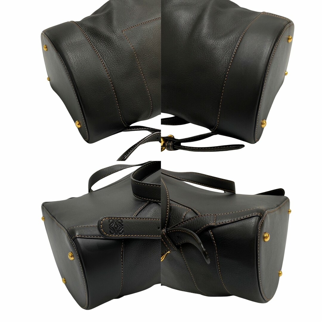 極 美品 希少品 LOEWE ロエベ アナグラム ロゴ 金具 レザー 本革 リュックサック デイバッグ バッグパック ブラック 黒 96706