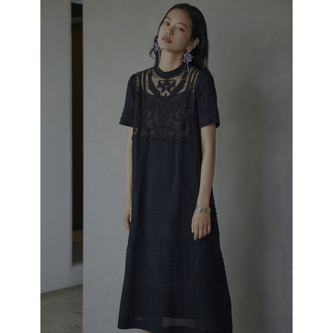 Ameri   EMBROIDERY SHEER COTTON DRESS