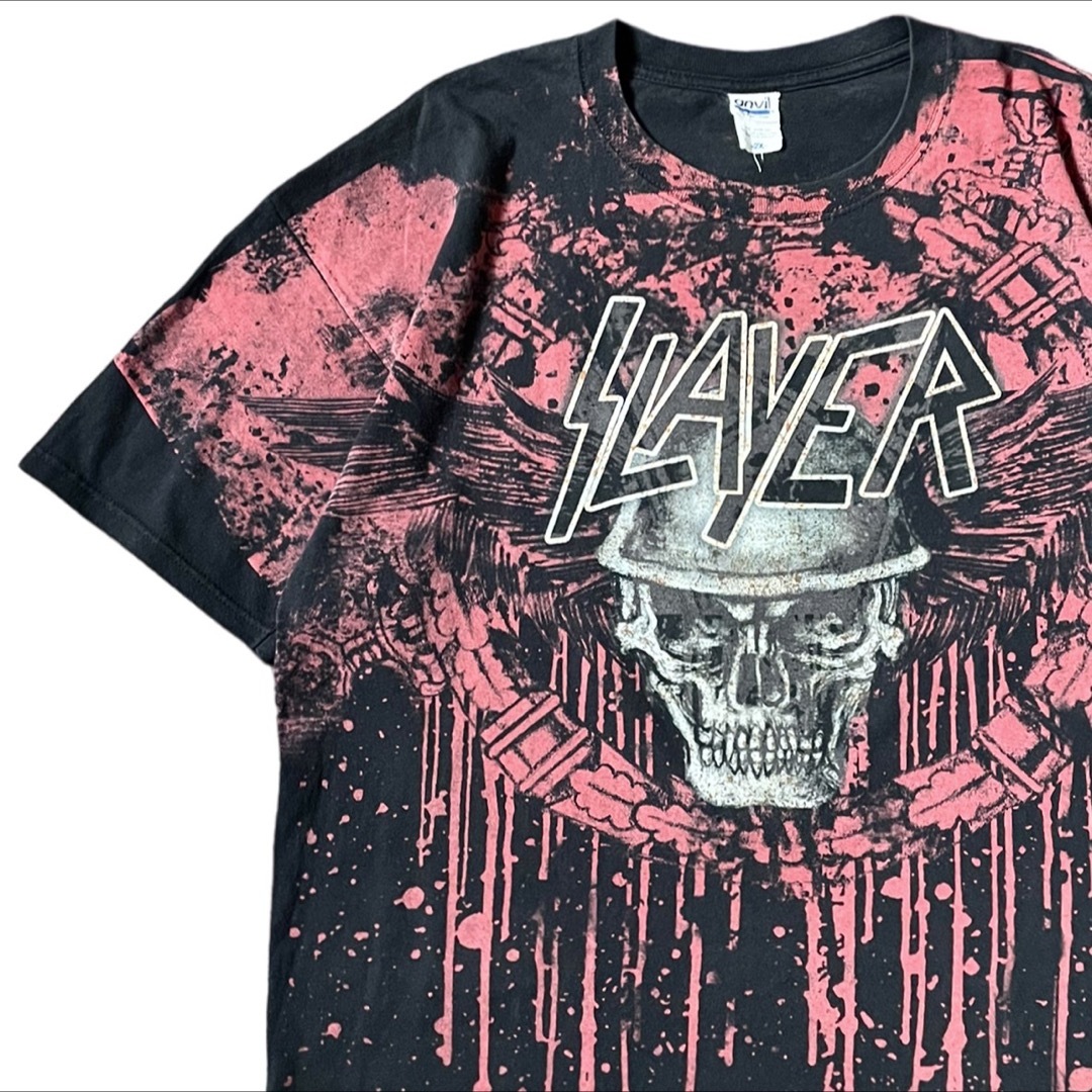 SLAYER 両面総プリント バンドTシャツ-