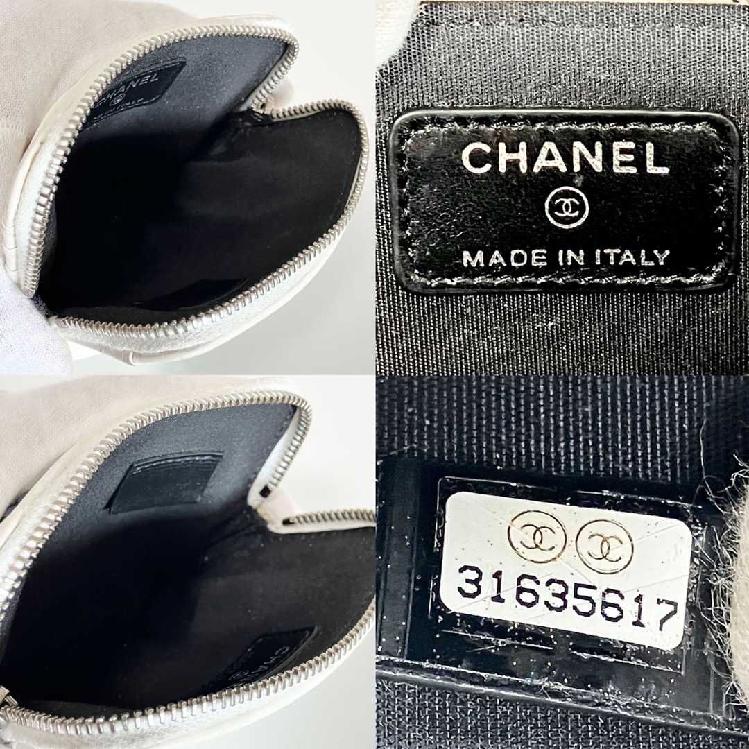 激レア CHANEL ラム マトラッセ19 カードケース コインケース ホワイト