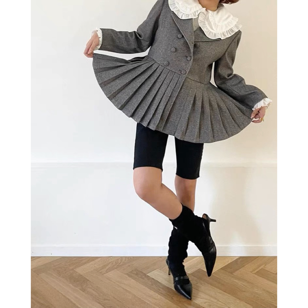 epine pleats frill jacket herringbone