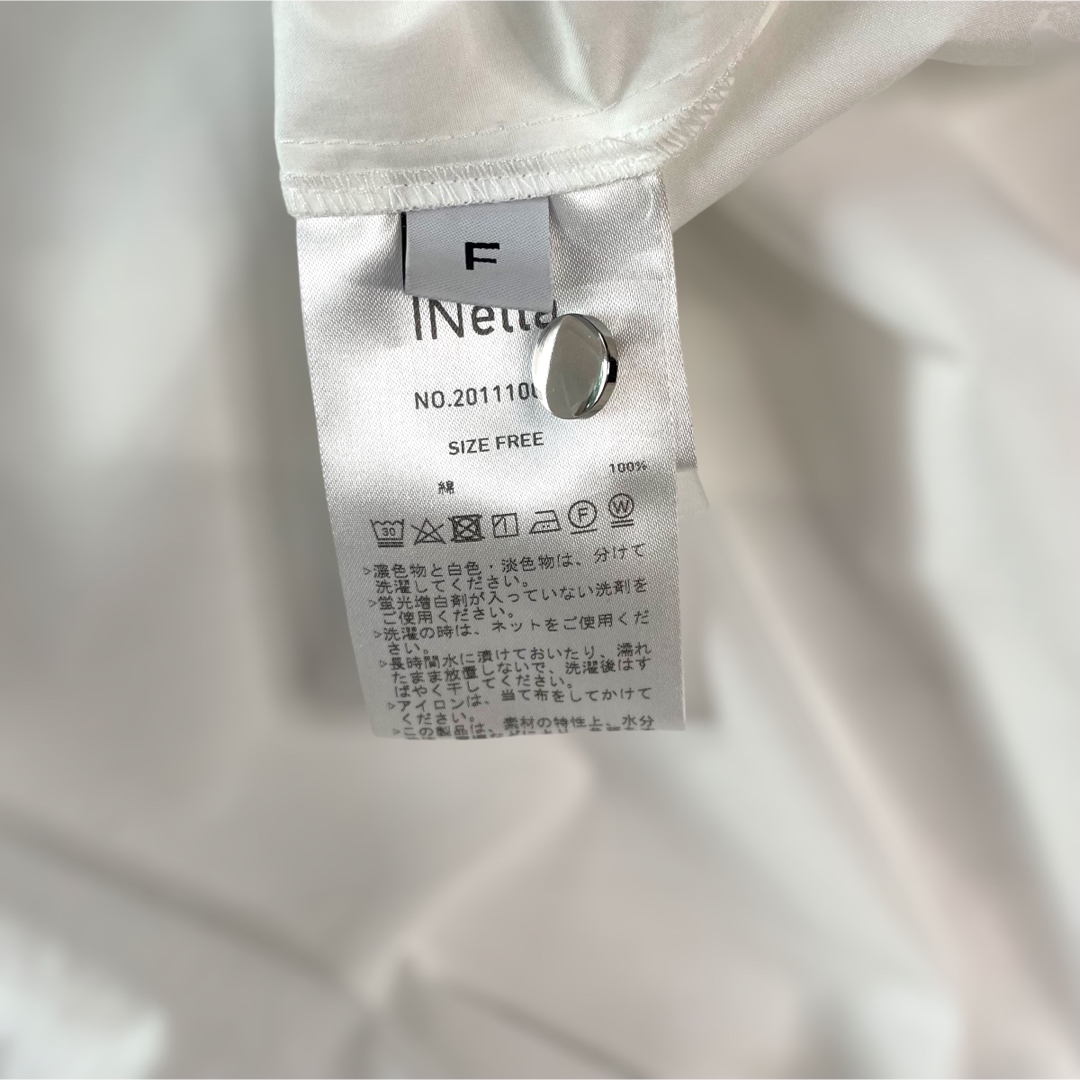 【極美品】イネラ ヘムギャザー シャツワンピース シャツワンピ ひざ丈 白 F 9