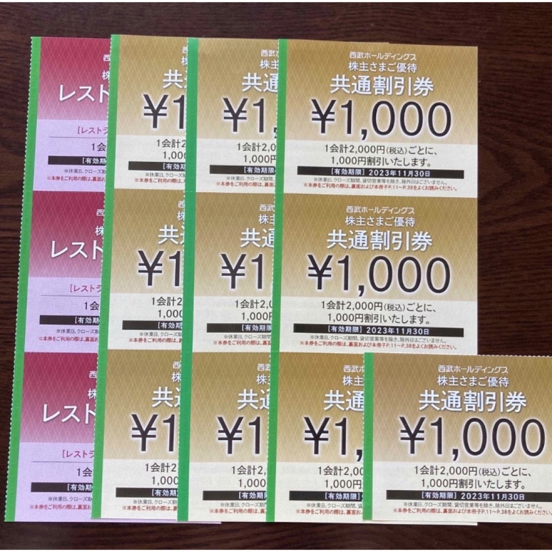 西武ホールディングス 株主優待券 10000円分（1000円×10枚）+おまけ付の通販 by 株主優待shop｜ラクマ