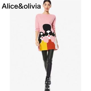 アリスアンドオリビア(Alice+Olivia)のAlice&olivia アリスオリビア  ウール ワンピース セーター ピンク(ニット/セーター)