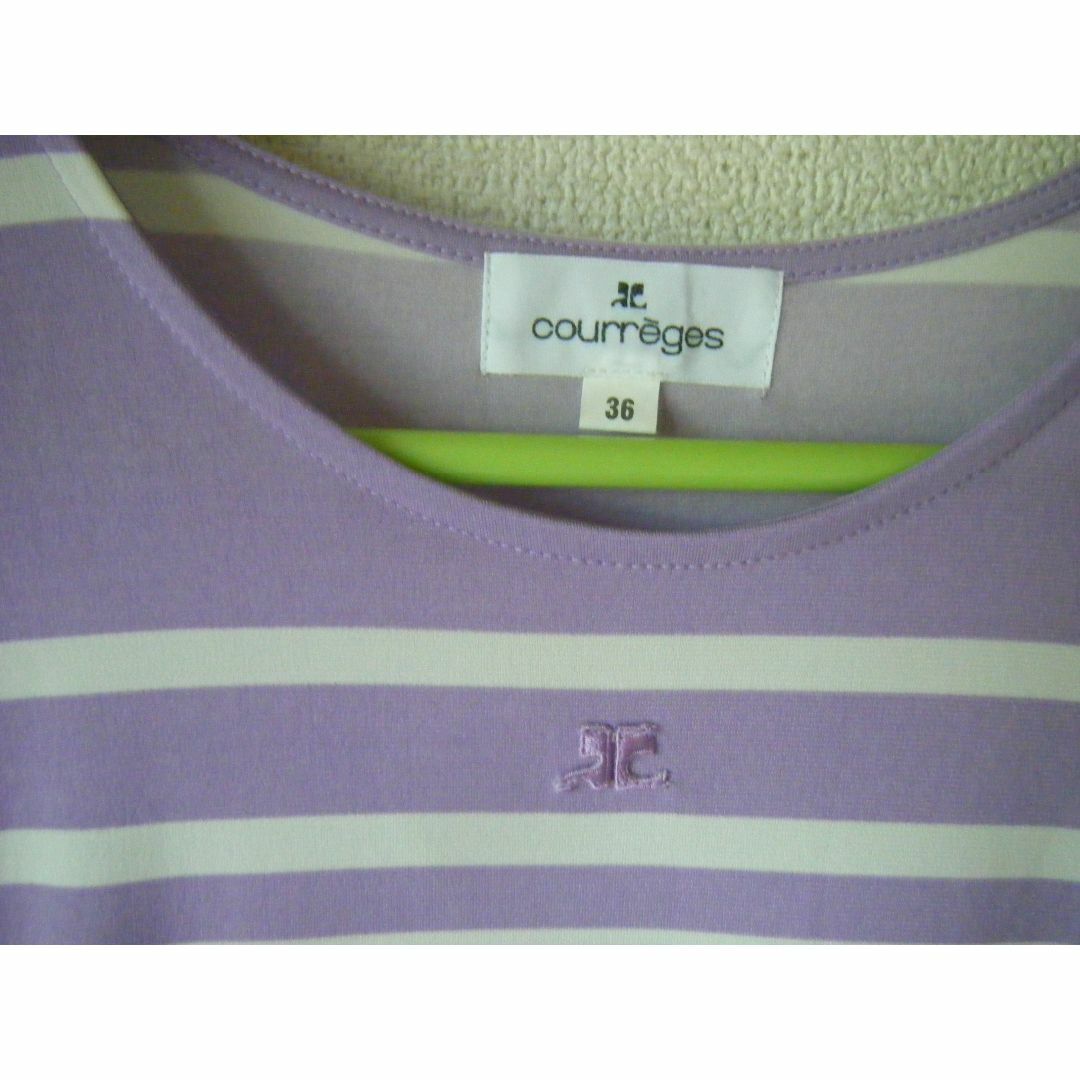 Courreges(クレージュ)のクレージュ半そでパープル系　前後切り替えタック入り　ワンピース３６ レディースのワンピース(その他)の商品写真