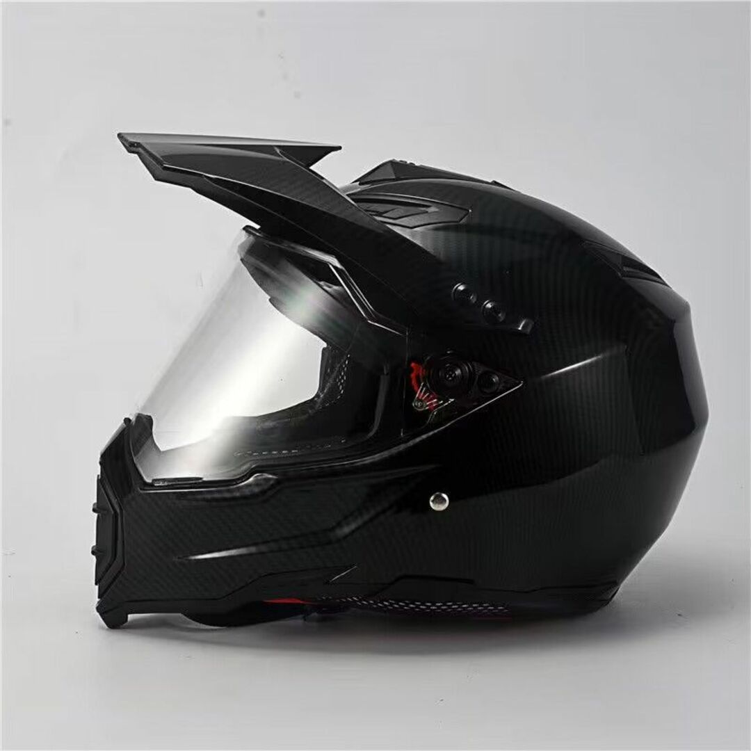 約1350ｇ材質フルフェイスヘルメット カーボンファイバー　艶あり黒　Lサイズ　＋スモーク