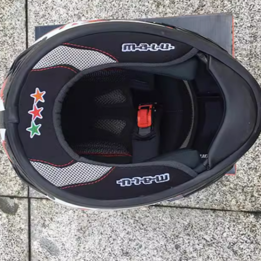 レッドブルー フルフェイスヘルメット オンロード用 クリアー装着 L