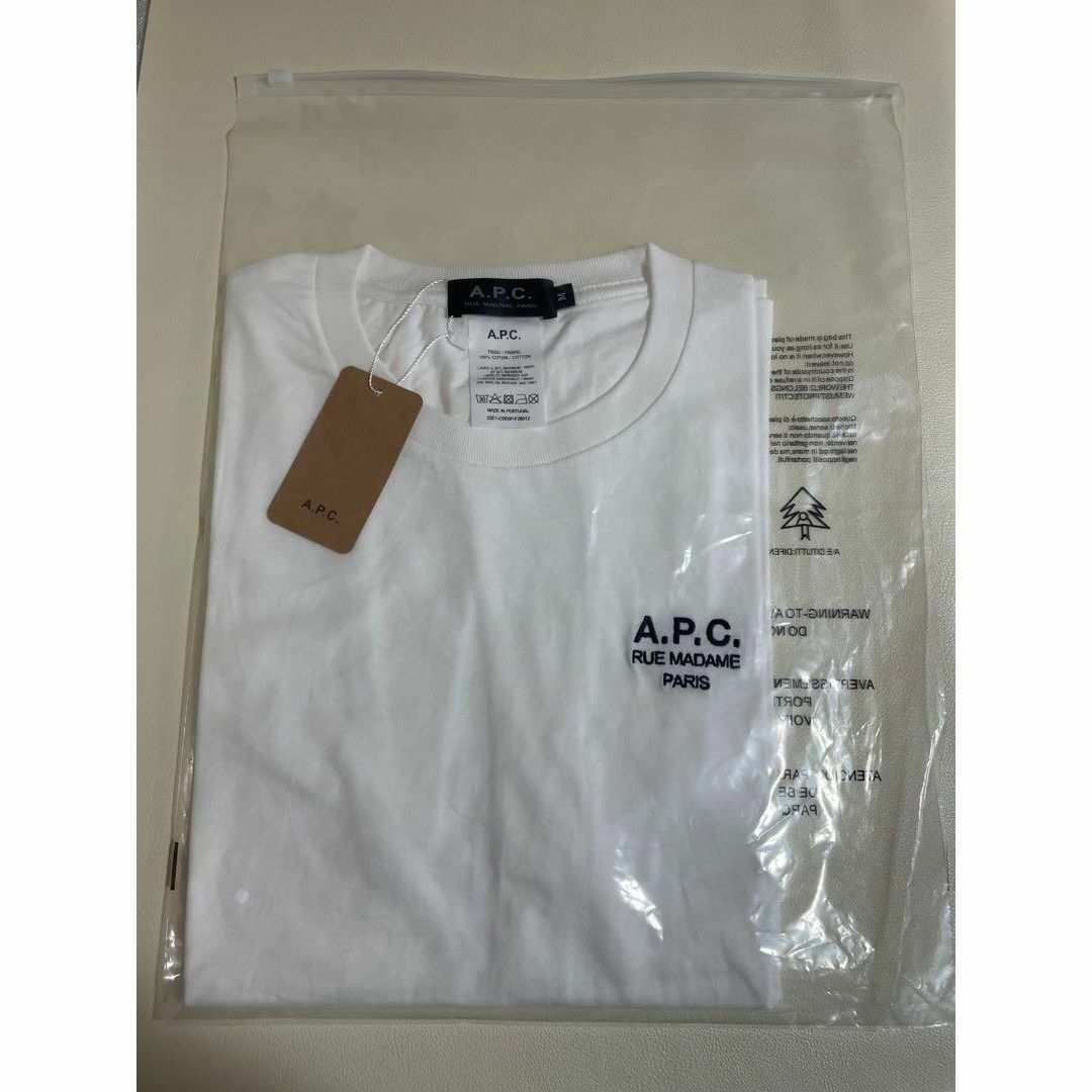 【新品】A.P.C.アーペーセー ロゴ刺繍Tシャツ★男女兼用　半袖★ 白Mサイズ