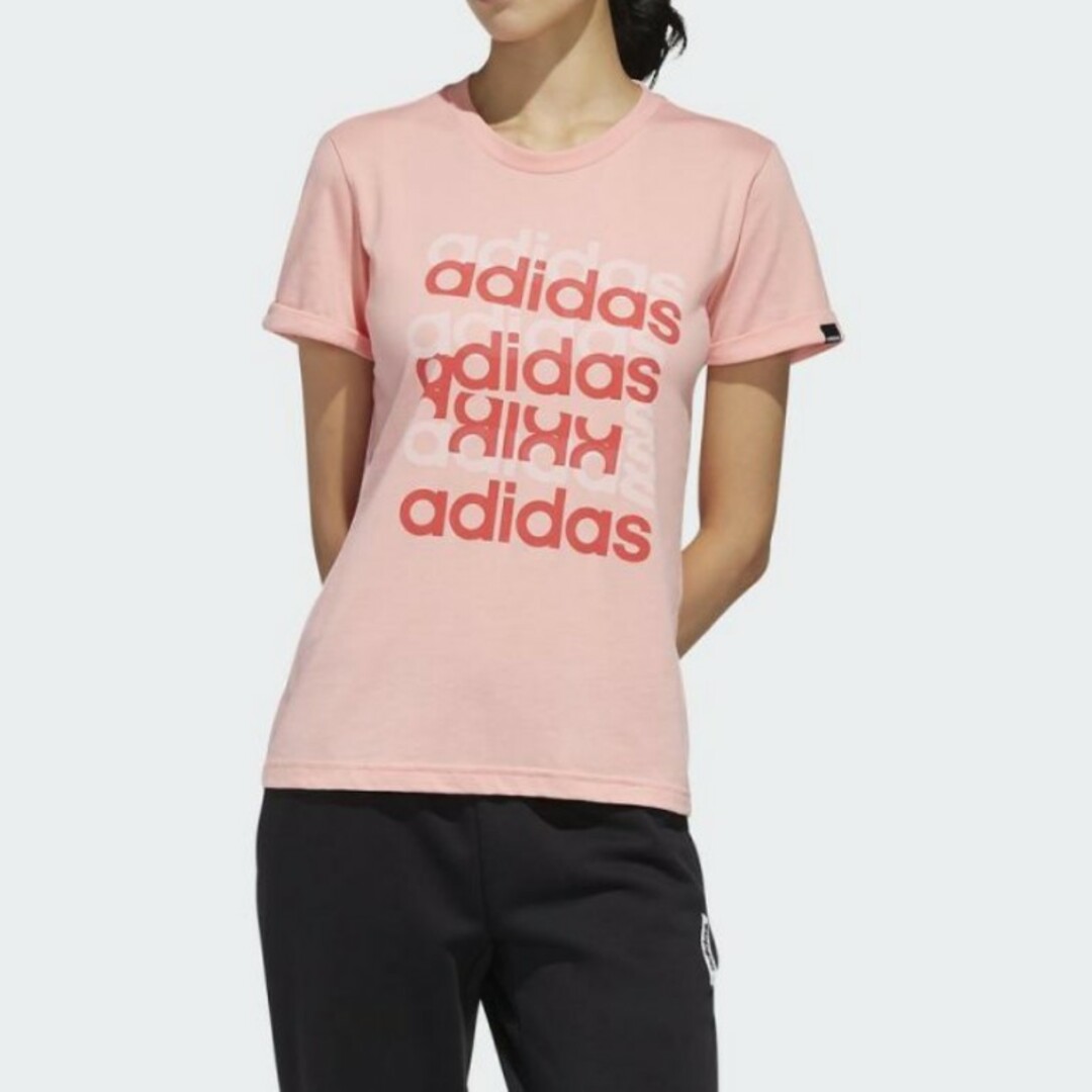 adidas(アディダス)の半額セール☆　アディダス adidas　Ｌサイズ　 Tシャツ レディース ピンク レディースのトップス(Tシャツ(半袖/袖なし))の商品写真
