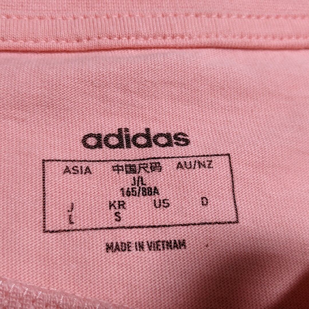 adidas(アディダス)の半額セール☆　アディダス adidas　Ｌサイズ　 Tシャツ レディース ピンク レディースのトップス(Tシャツ(半袖/袖なし))の商品写真