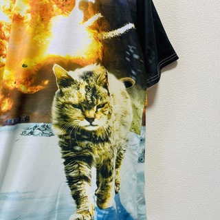ビームス(BEAMS)の美品　PIZOFF  猫　爆発　総プリントTシャツ(Tシャツ/カットソー(半袖/袖なし))