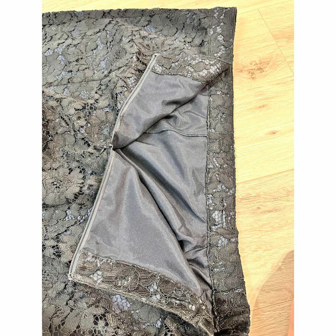 【美品】ミントブリーズ　ブラック　花柄　刺繍　スカート　ロング　フレア　340