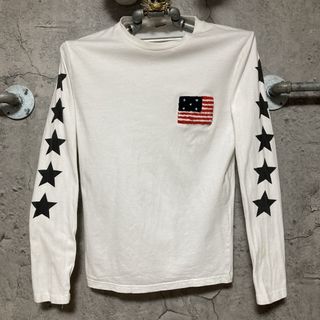 アメリカ国旗 Tシャツ ロンT 袖プリ 刺繍 星 ストライプ ボーダー フラッグ