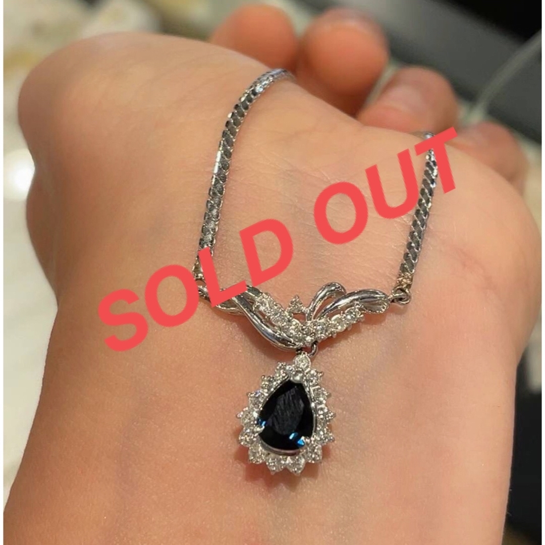 美品　PT850サファイアネックレス0.2ct