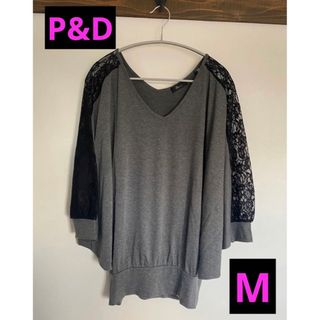 アンドバイピーアンドディー(&byP&D)の【美品】&byPINKY&DIANNE 袖レースドルマンカットソー(カットソー(長袖/七分))