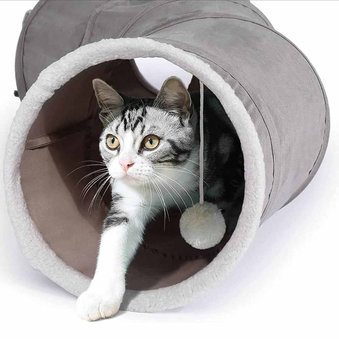 猫トンネル S型 キャットおもちゃ猫のトンネル4ヶ所に穴口 折りたたみ猫遊宅 ス