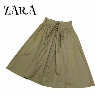 ザラ(ZARA)のZARA BASIC ザラベーシック☆ハイウエスト フレアスカート 編み込み(ひざ丈スカート)