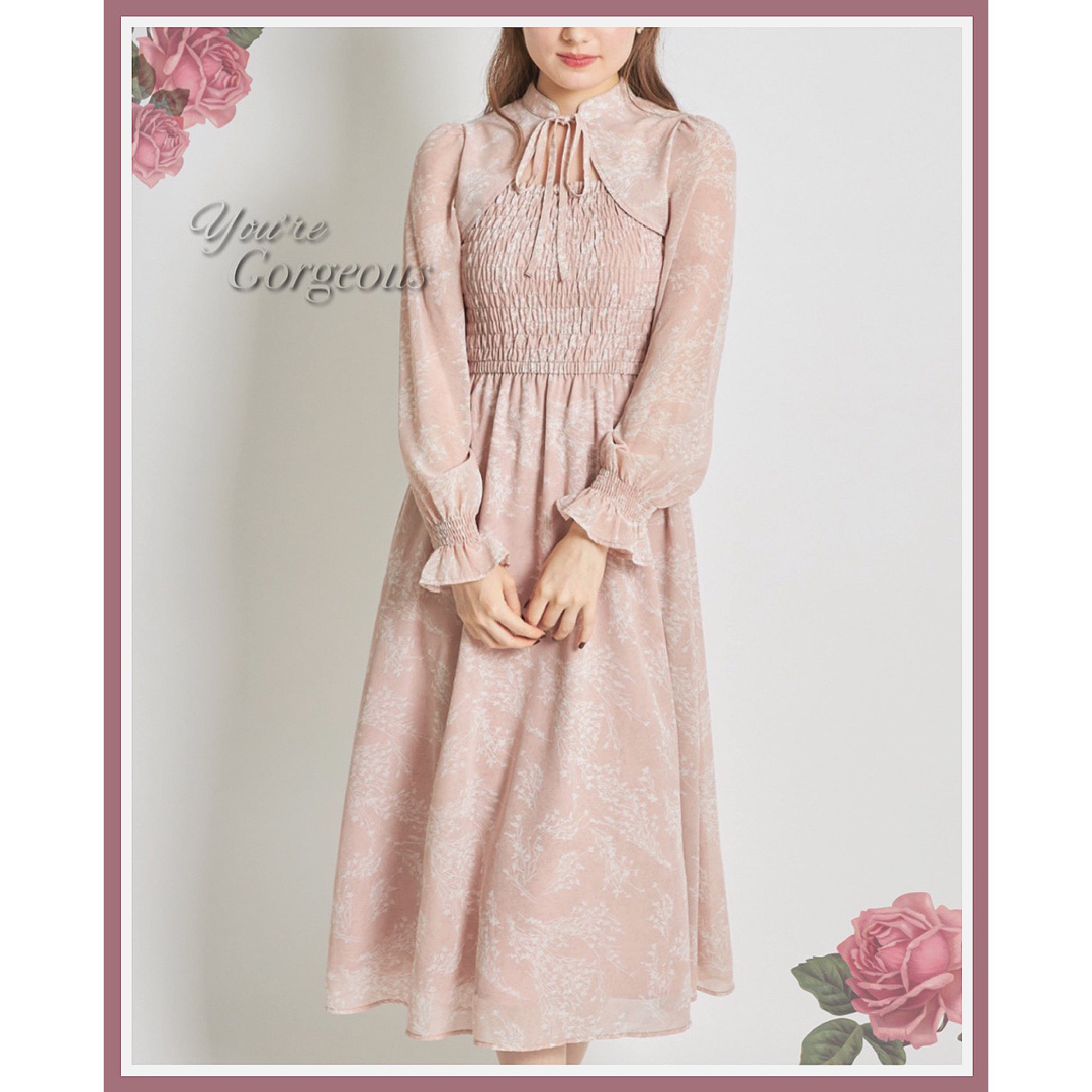 TOCCO closet - トッコ♡りぼん付きシャーリング切替シルエット ... 売り切りセール♡新品♡トッコ♡ヴィンテージフラワープリントワンピース♡ピンク