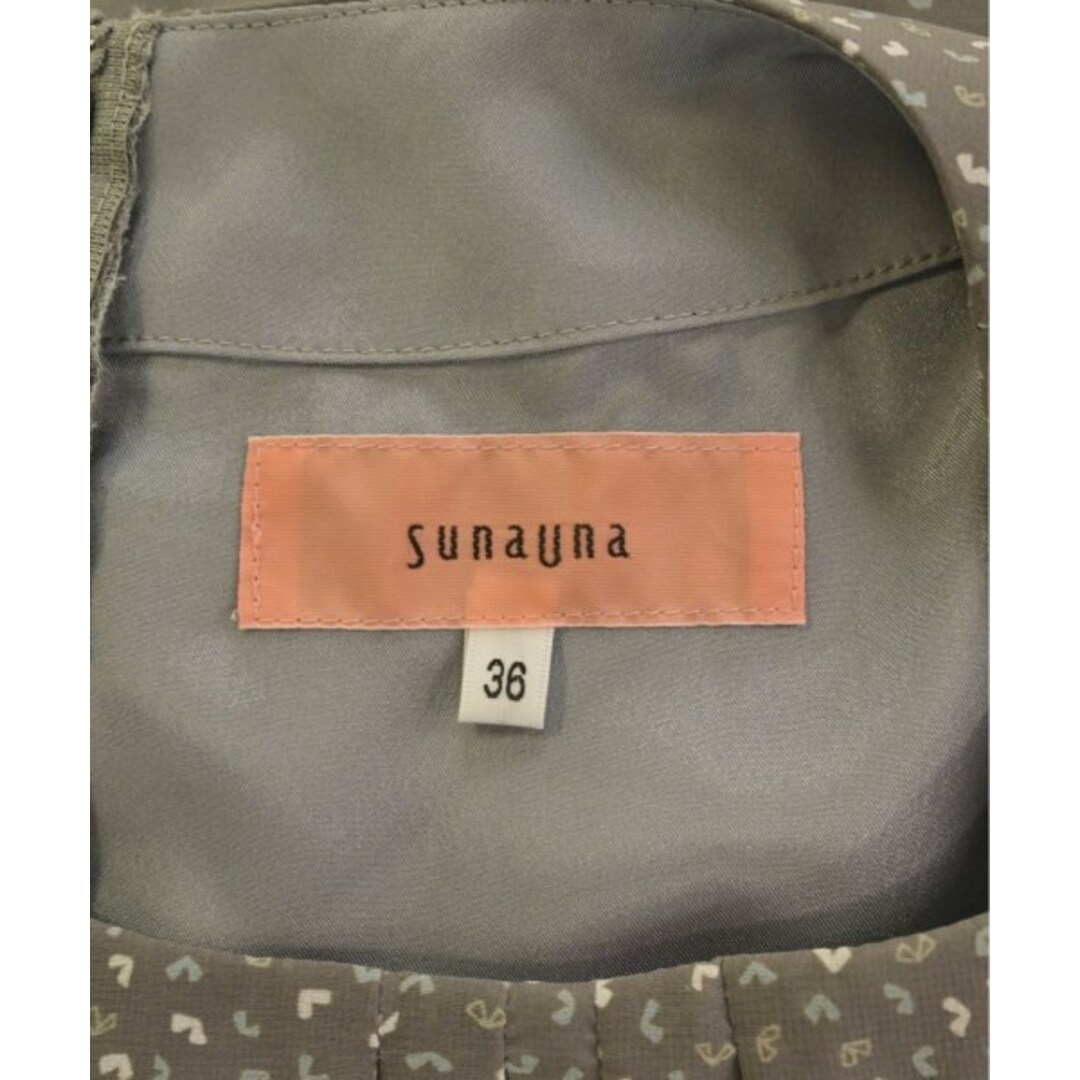 SunaUna(スーナウーナ)のSunaUna スーナウーナ ワンピース 36(S位) グレーx白x青等(総柄) 【古着】【中古】 レディースのワンピース(ひざ丈ワンピース)の商品写真