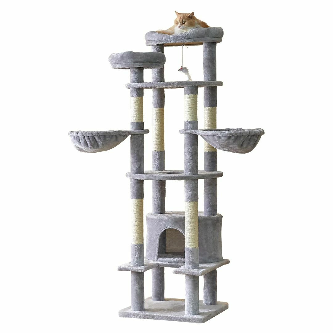 【色: ライトグレー866】Mwpo 多頭飼いキャットタワー 猫タワー 猫 キャ