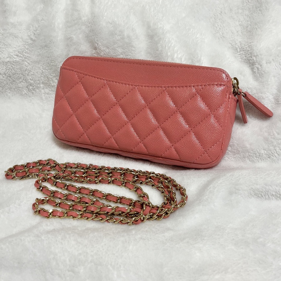 CHANEL(シャネル)の美品 CHANEL チェーンウォレット キャビアスキン ピンク レディースのファッション小物(財布)の商品写真