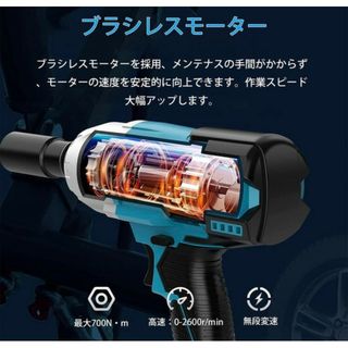 電動 インパクト レンチ 充電式 14mm 〜 21mm 2個バッテリーの通販 by