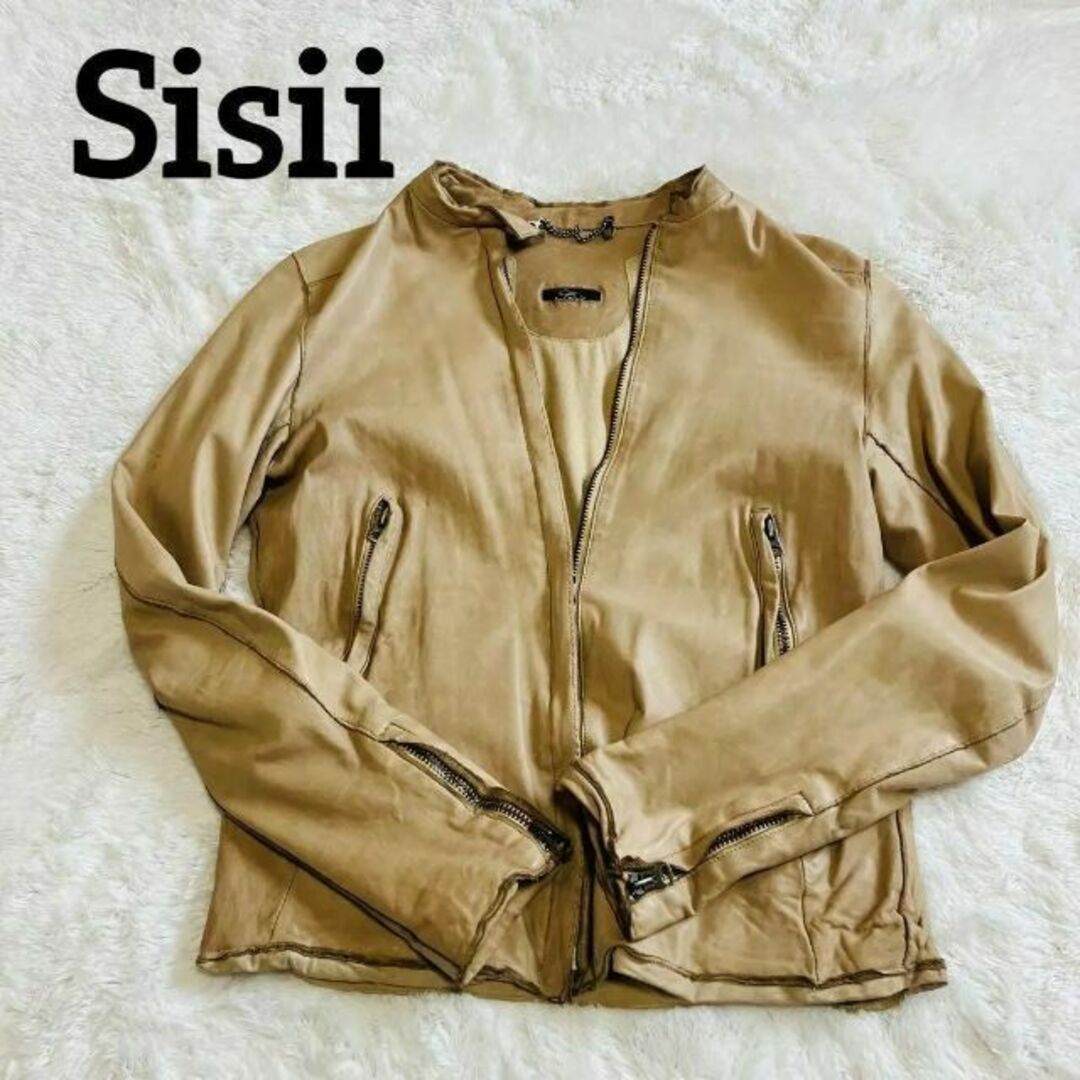 SISII ライダースジャケット バンドカラー 本革 牛革 レザージャケット-