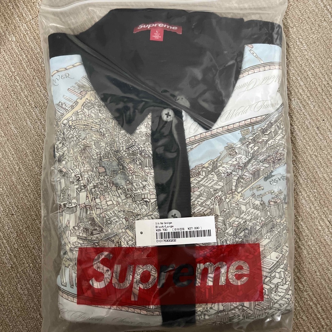 Supreme Silk Map Cardigan Black L