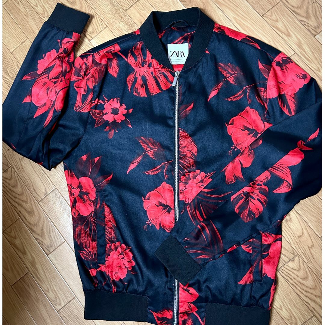 ZARA☆ザラ・MA1・ボタニカル柄・サテン・L-eastgate.mk