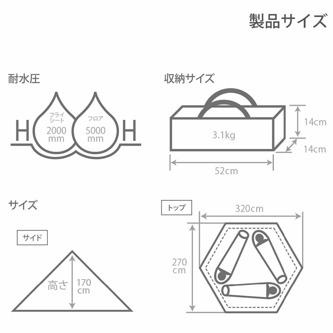 【色: ブラック】DOD(ディーオーディー) ワンポールテントS 3人用 【収納