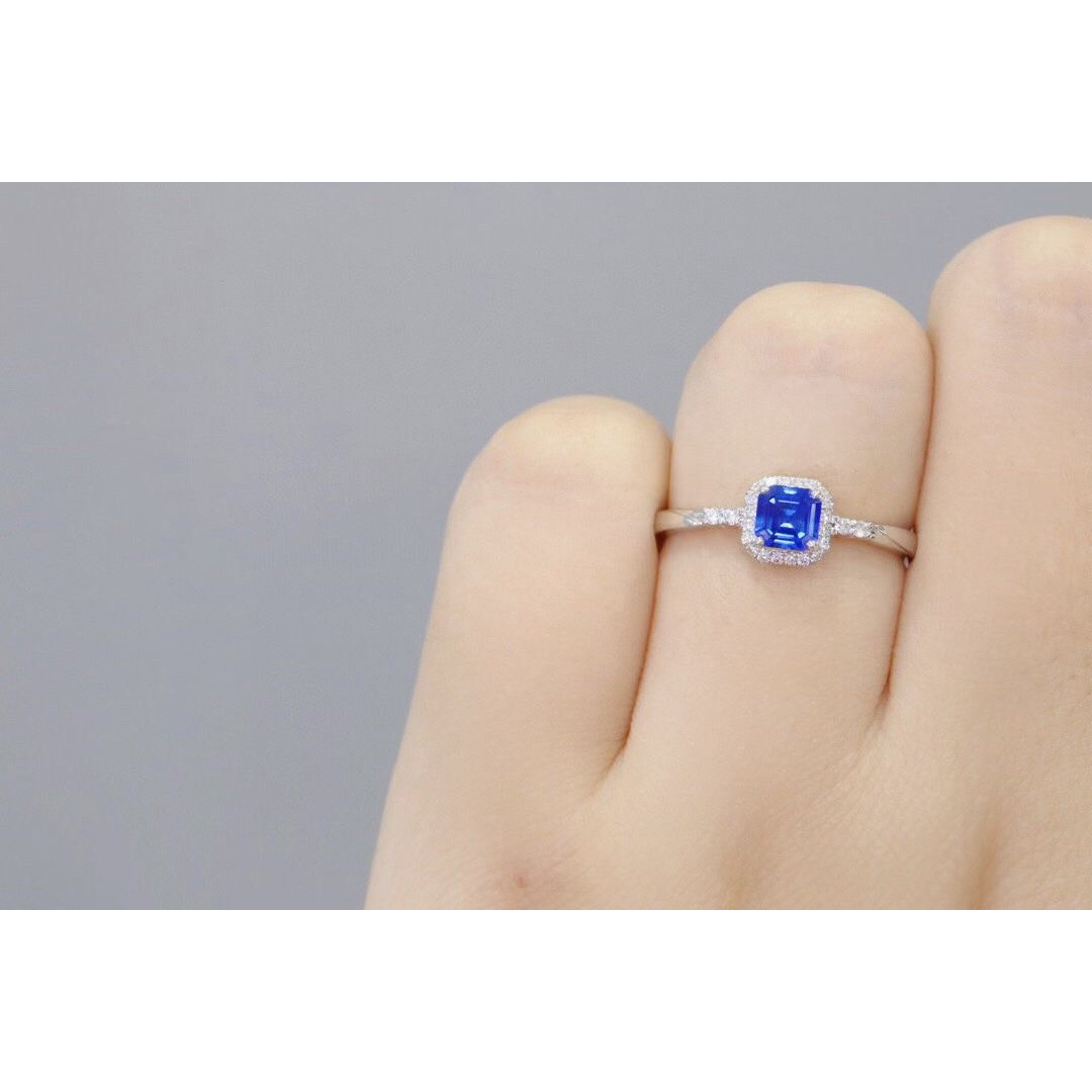 天然 ロイヤルブルーサファイア ダイヤ リング0.60ct k18 f