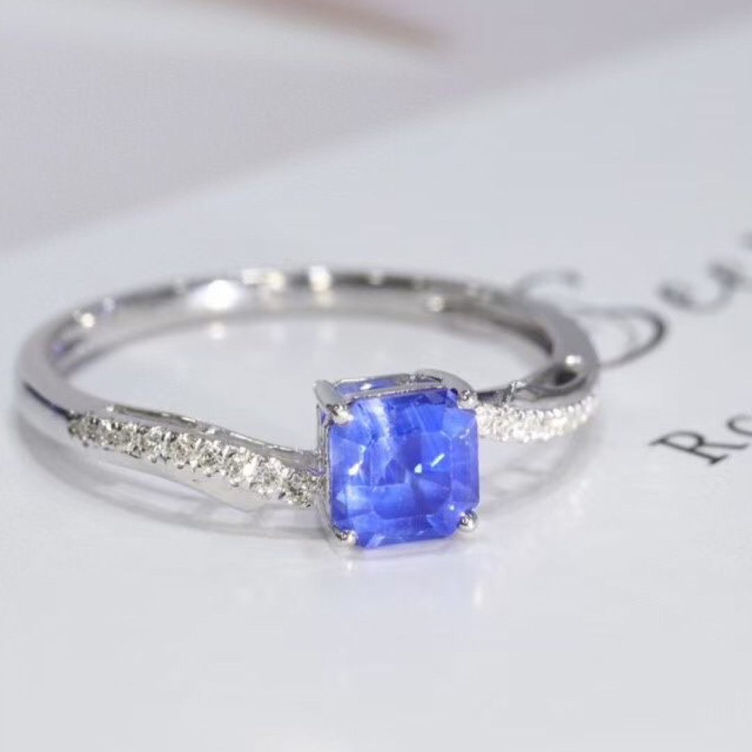 天然コーンフラワー ブルーサファイア ダイヤ リング0.76ct k18 f ... 天然コーンフラワー ブルーサファイア リング1.21ct k18 f