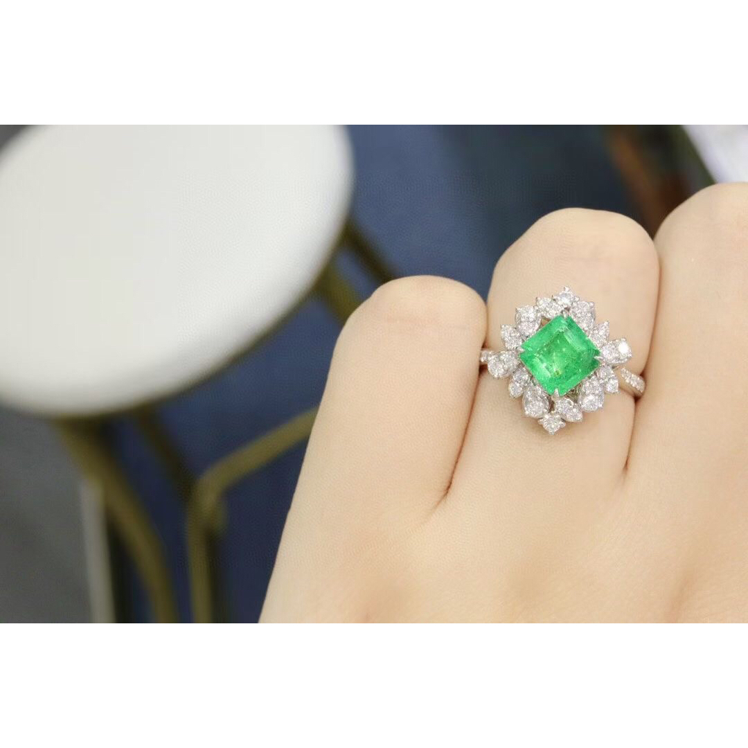 天然 エメラルド ダイヤ リング1.95ct k18 f