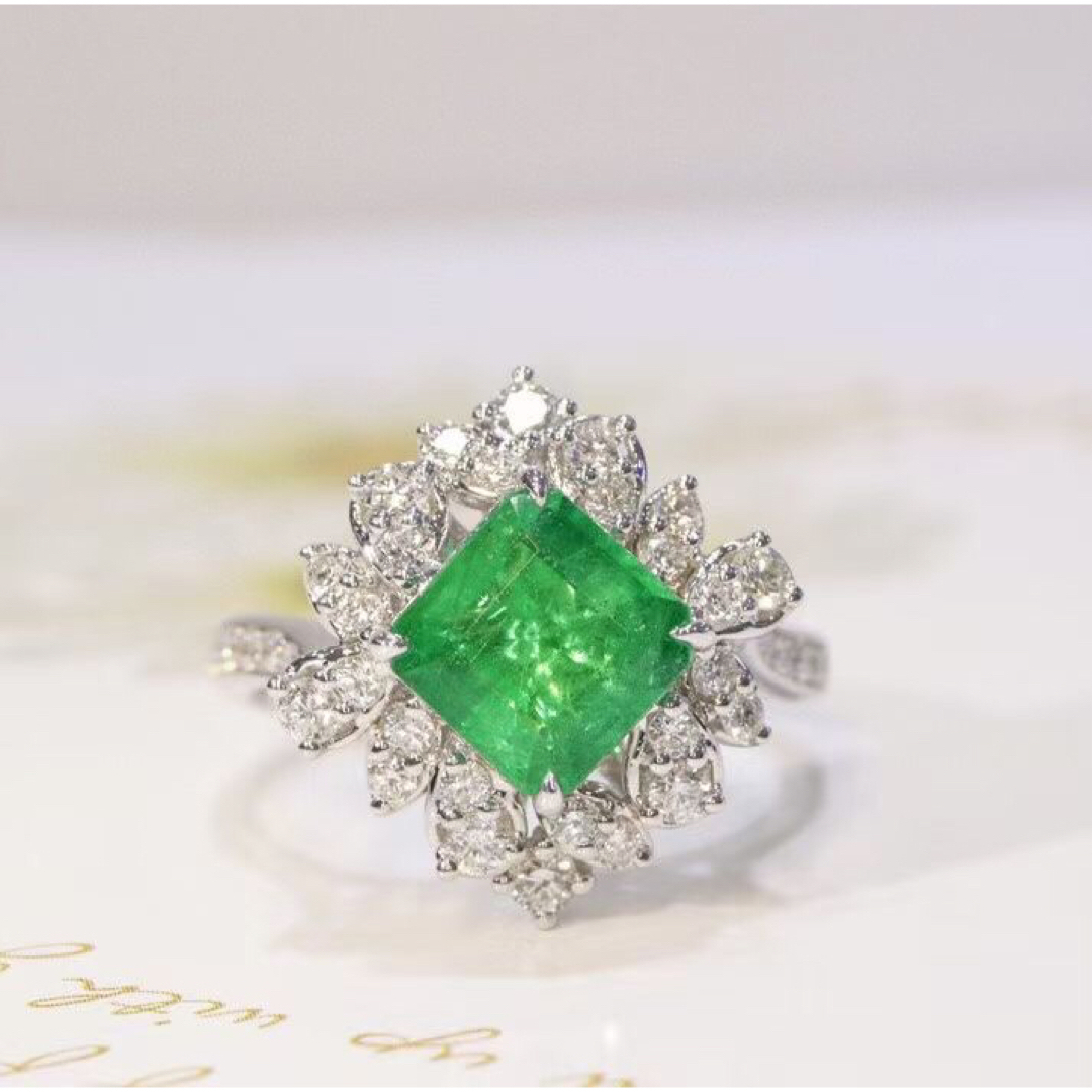 天然 エメラルド ダイヤ リング1.95ct k18 f | フリマアプリ ラクマ