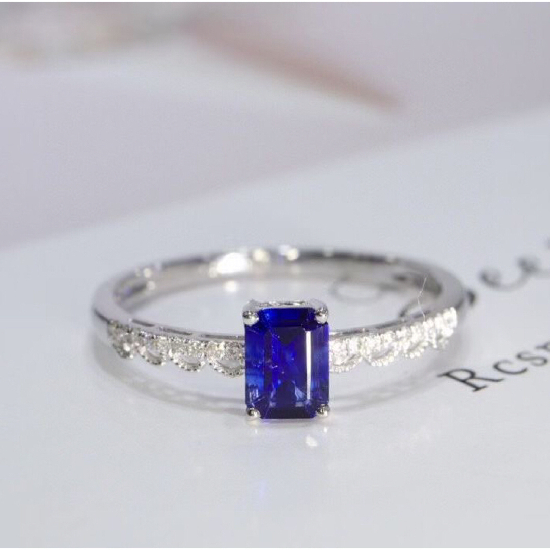 天然 ロイヤルブルーサファイア ダイヤ リング0.44ct k18 f