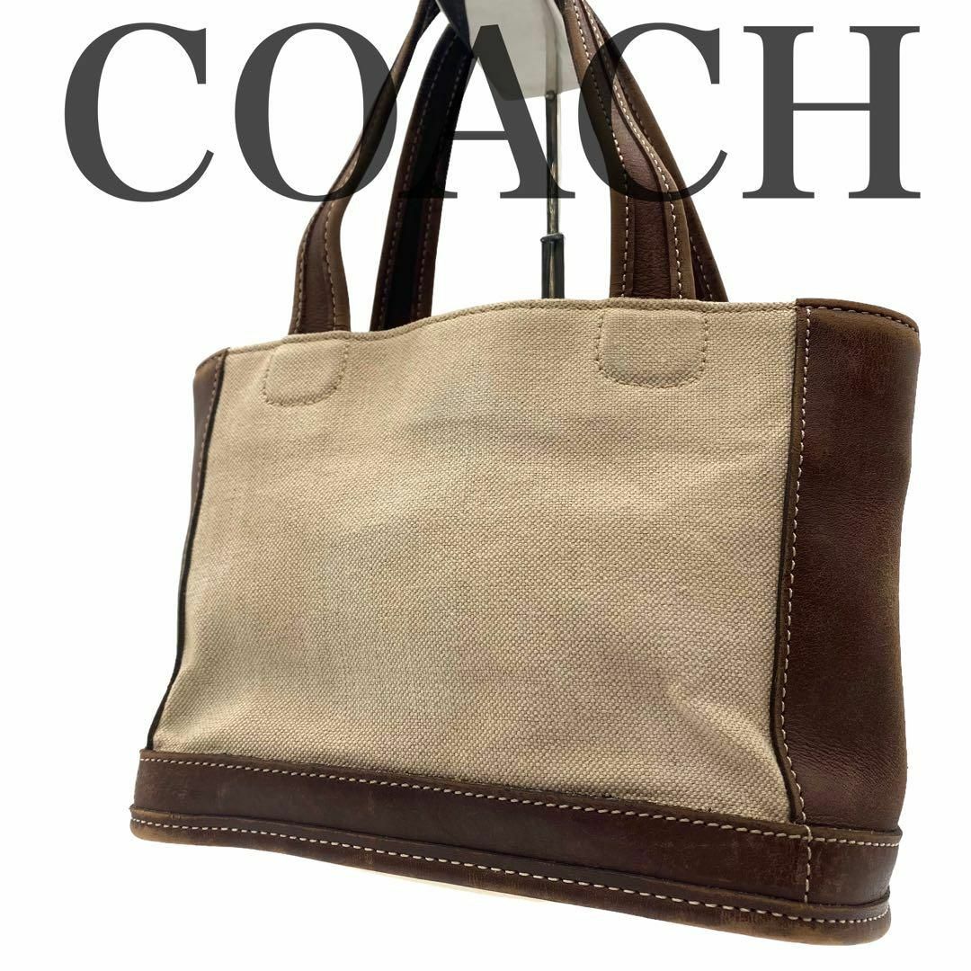 COACH 335 トートバッグ　ハンドバッグ　キャンバス　レザー　ブラウン