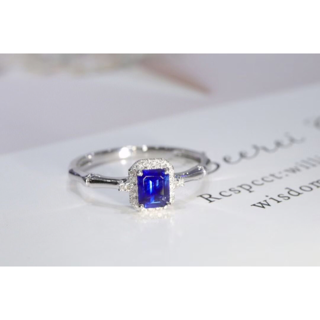 天然 ロイヤルブルーサファイア ダイヤ リング0.46ct k18 f