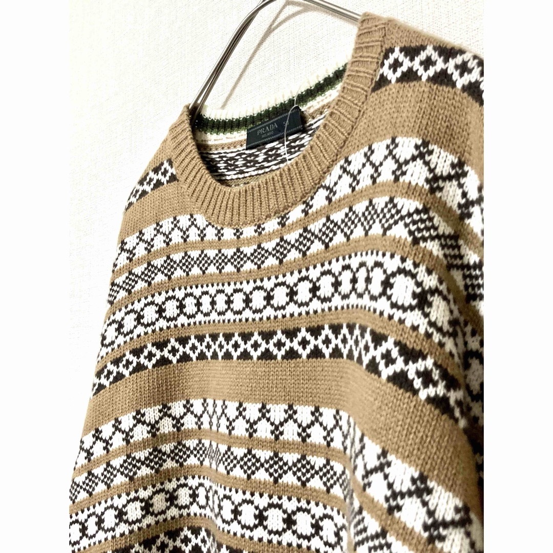 プラダ ノルディック セーター ニット ロゴ ウール カシミヤ カシミア メンズ 2