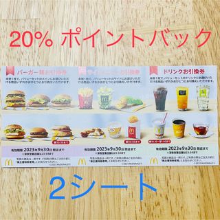 マクドナルド(マクドナルド)のマクドナルド　株主優待券　2シート　バーガー券　サイドメニュー券　ドリンク券(その他)