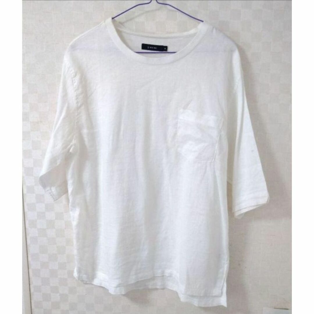 RAGEBLUE(レイジブルー)のRAGEBLUE レイジブルー リネンTシャツ カットソー 白 M メンズのトップス(Tシャツ/カットソー(半袖/袖なし))の商品写真