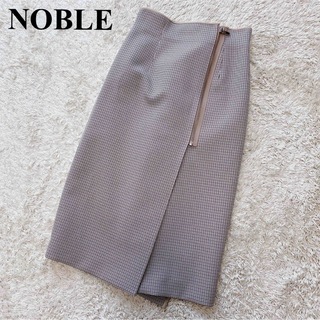 ノーブル(Noble)の【美品】ノーブル チドリチェックボンディングサイドジップスカート スカート(ひざ丈スカート)