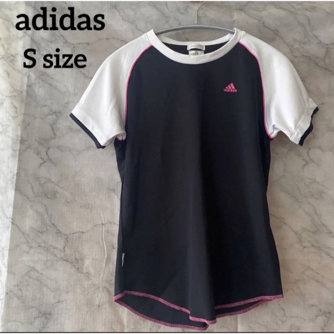 adidas(アディダス)のadidasアディダススポーツウェアトップスレディース子供Tシャツ半袖黒白 スポーツ/アウトドアのランニング(ウェア)の商品写真