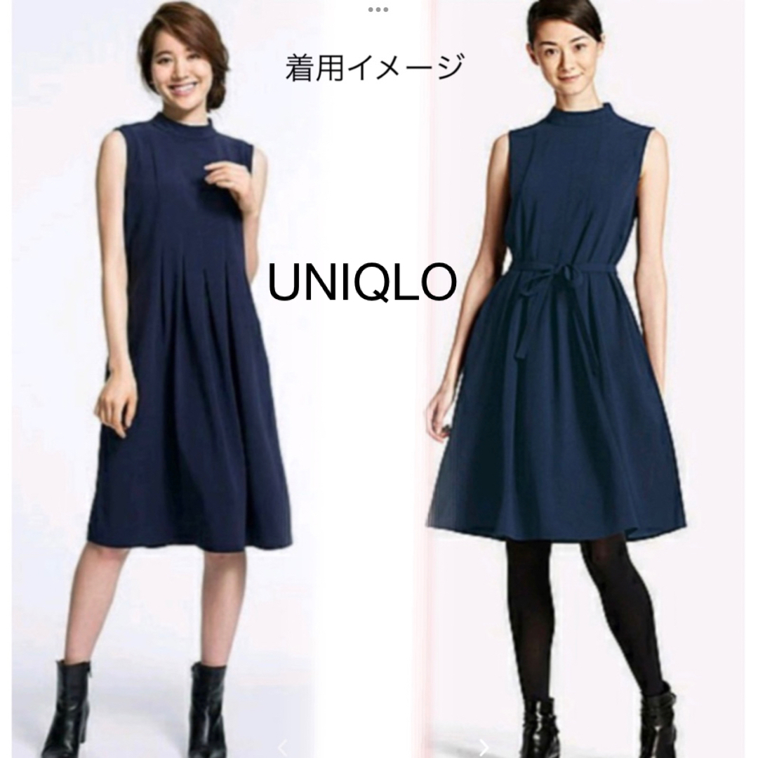 UNIQLO(ユニクロ)のUNIQLO ユニクロ／ワンピース　ノースリーブ　M　ブラック レディースのワンピース(ひざ丈ワンピース)の商品写真