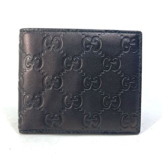 グッチ(Gucci)のグッチ GUCCI GG グッチシマ 145754 コンパクトウォレット 札入れ 2つ折り財布 シマレザー ブラック系 未使用(折り財布)