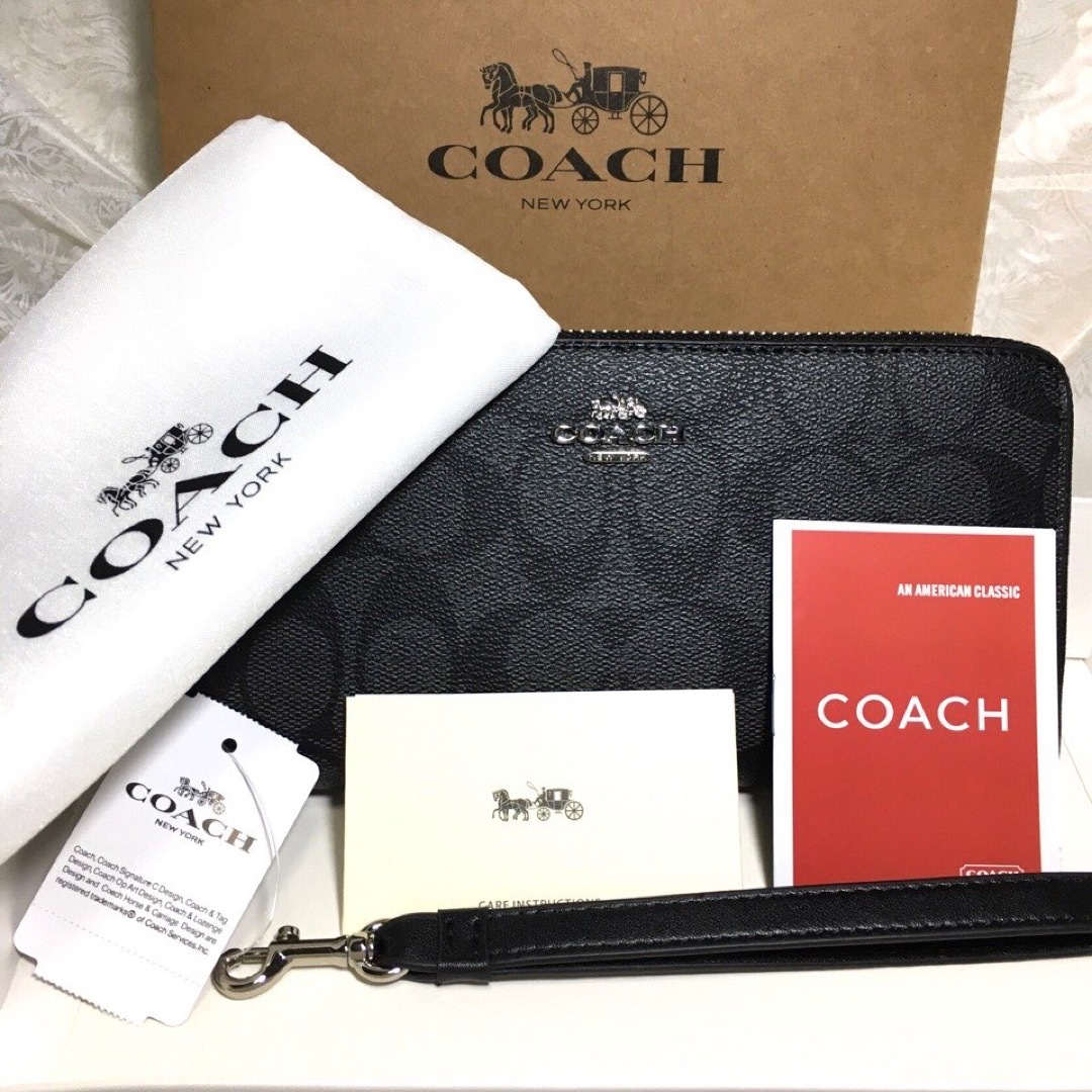 COACH - 贈り物にも☆コーチ 財布 人気のブラック×チャコール 男女 長