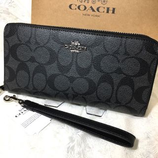 COACH - 贈り物にも☆コーチ 財布 人気のブラック×チャコール 男女 長