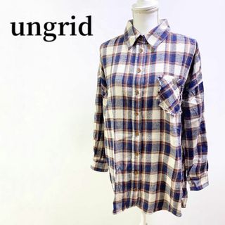 アングリッド(Ungrid)のUngridアングリッドヴィンテージロングチェックシャツネイビーアンティーク長袖(シャツ/ブラウス(長袖/七分))